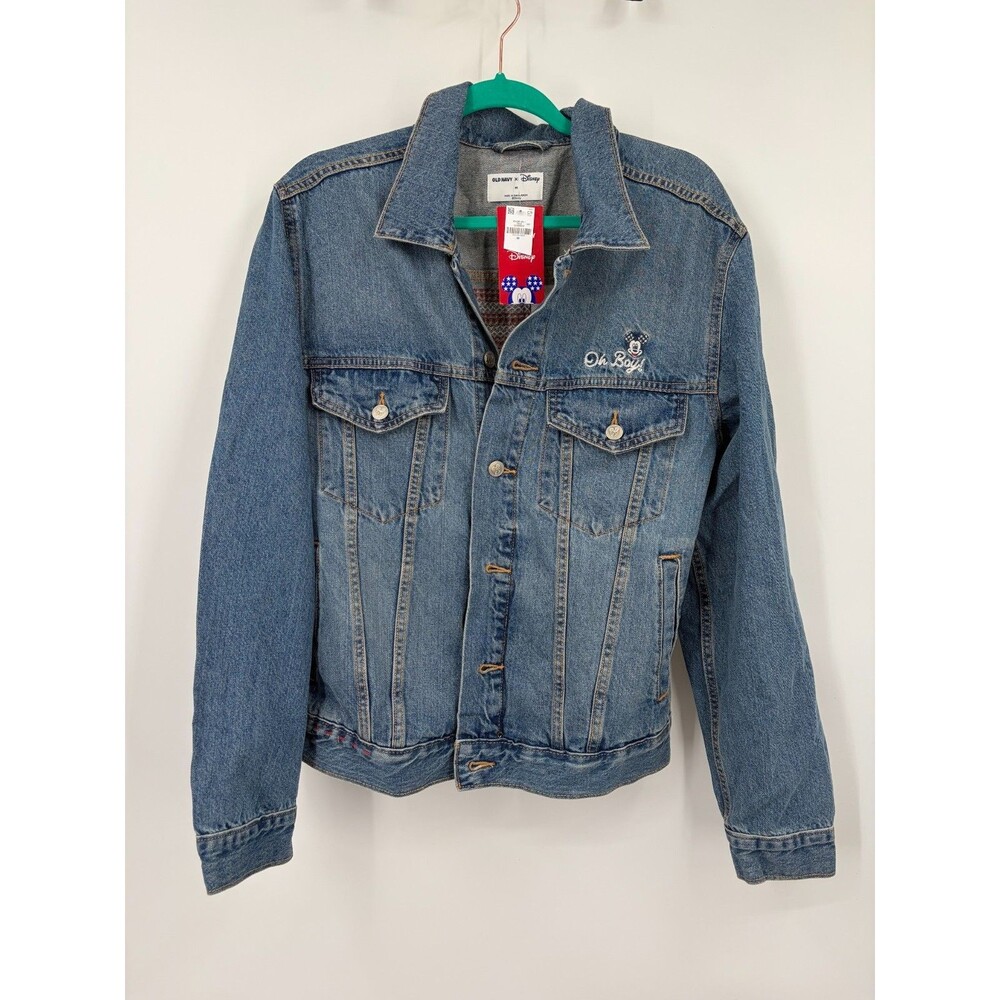 NEW 2026 Old Navy Disney Embroidered MICKEY MOUSE Denim Jean Jacket Unisex M